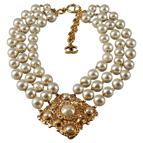 chanel button necklaces|chanel pearl diamond necklace.